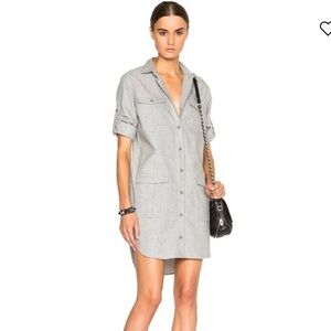 ATM Anthony Thomas Melillo Gray Cotton Shirt Dress Small Button Up Tunic
